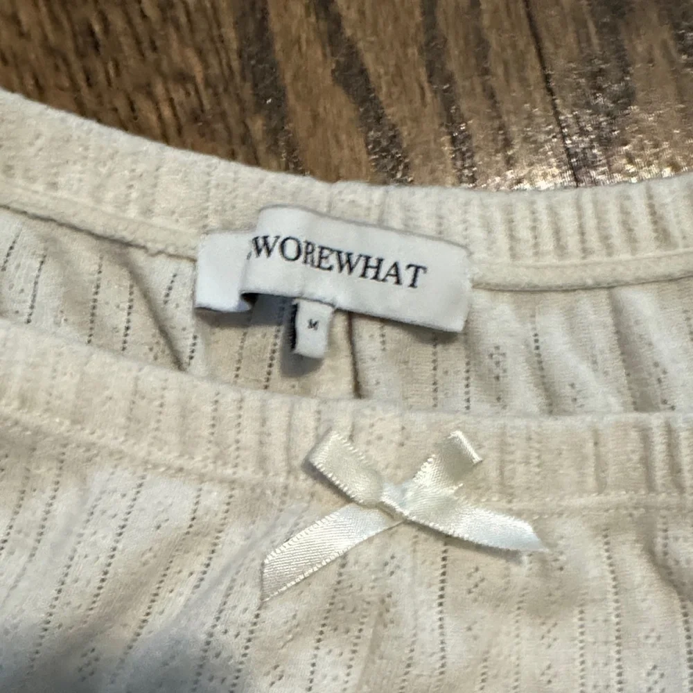 WeWoreWhat - women’s Cream Ribbed pointelle - Sleepwear Set M - Picture 7 of 8